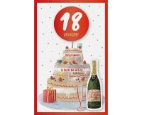Birthday Card 18th Birthday, Cake with champagne, 13x20,5 cm